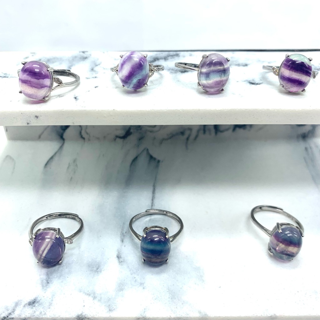 Rainbow Fluorite Adjustable Ring